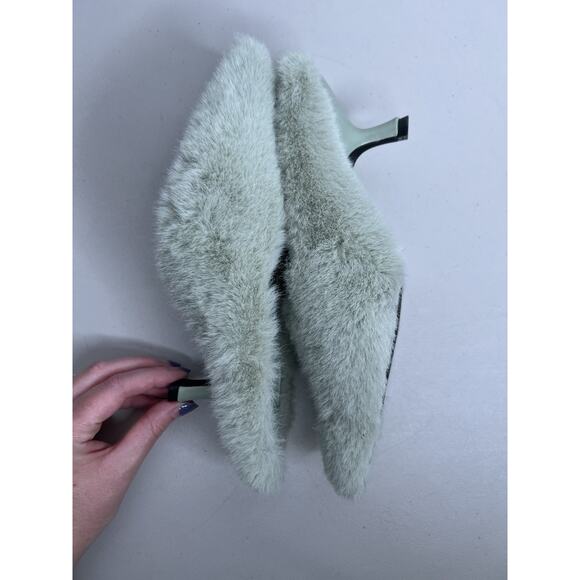 NWOB Jeffrey Campbell Faux Fur Slip On Mules Green Mint Women’s Size 7.5 - Picture 6 of 11
